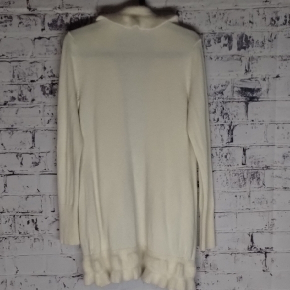 ✨White House Black Market Cream Plush Trim Long Cardigan Sweater - Picture 4 of 6